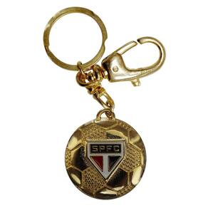 Chaveiro SP Metal Bola Dourada Com Mosquetão Oficial