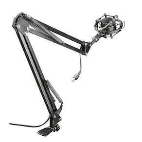 Suporte Articulado Trust GTX 253, Microfone, USB-B, Braço Articulado de Mesa, Cabo de 290 Cm, Preto