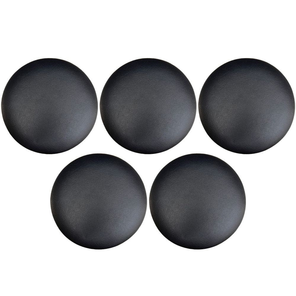 Kit 05 Assentos Redondo Banqueta Cadeira Estofados Poltronas H02 Corino Preto 30 cm - Lyam Decor