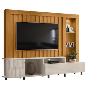 Estante Painel Para TV 70 Pol 242cm Le Gard Z10 Off/Cinamomo - Mpozenato