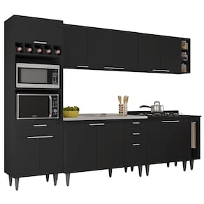 Armário de Cozinha CP07 Com Pia 120cm Pérola Z34 Preto - Mpozenato