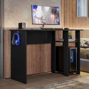 Mesa Gamer Slim Cor Preto Fosco - Peternella Móveis