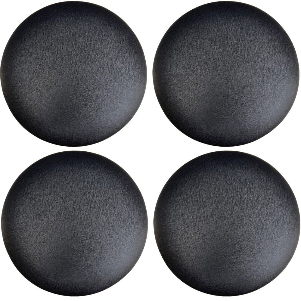 Kit 04 Assentos Redondo Banqueta Cadeira Estofados Poltronas H02 Corino Preto 25 cm - Lyam Decor
