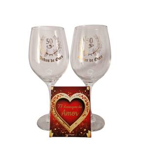 Kit Box do Amor + 2 Taças Bodas de Ouro 50 Anos Casal