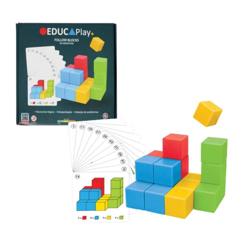 Brinquedo Follow Blocks 96 Desafios BM050 - Polibrinq