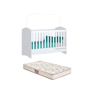 Berço Bala de Menta Branco e Colchão - FdECOR