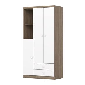 Guarda Roupa Bala de Menta 3 Portas Rústico/Branco - Henn