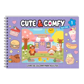 Livro Cute & Comfy Super Extra Edicao 01 - Livro de Colorir Adulto - Capa Dura Holografica - Lilas
