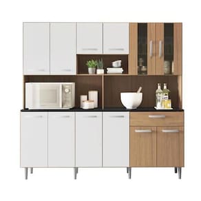 Kit Cozinha 12 Portas 1 Gaveta Antonela Carvalho/Branco - FdECOR