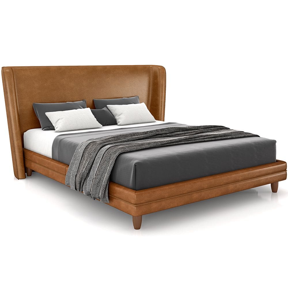 Cabeceira Casal Nilo 140cm Com Cama Pés Madeira Suném P05 Couríssimo Whisky - Lyam Decor