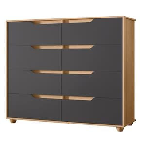 Cômoda Para Quarto 8 Gavetas 136cm Doble Flex Freijó/Titanium - Albatroz