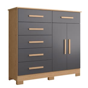 Cômoda Para Quarto 2 Portas 124cm Ester A02 Freijó/Titanium - Mpozenato