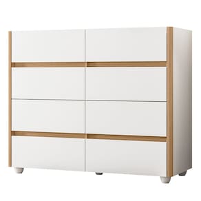 Cômoda Para Quarto 120cm Tampo Vidro Lynd A02 Branco/Freijó - Mpozenato
