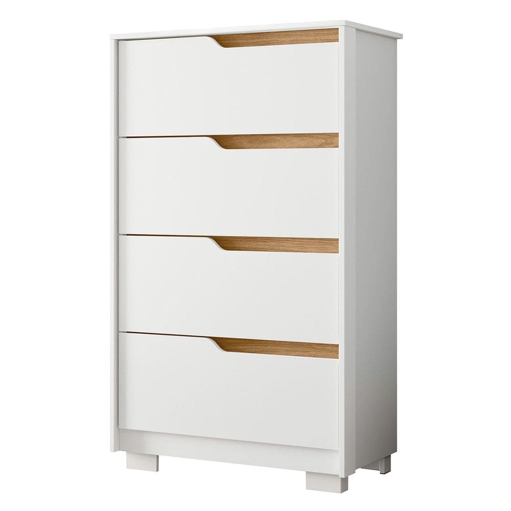 Cômoda Para Quarto 4 Gavetas 70cm Sole Flex Branco/Freijó - Albatroz