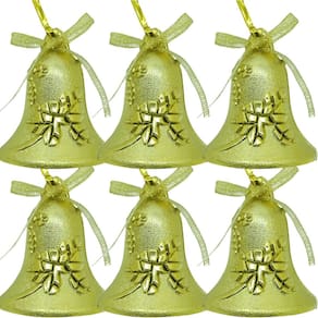 Kit 6 Pendente Natalino Sinos Dourados Decoração Natal 6cm