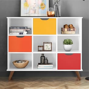 Nicho Organizador Branco Retrô (1478.69) + Kit 3 Gavetas Coloridas (1479.46)
