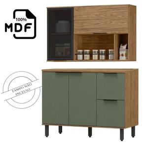 Balcão de pia 1,20CM + Armário Aéreo em MDF Lombardia - Freijó Jade