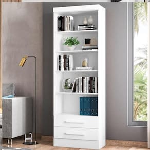 Livreiro Turim com Prateleiras Suporte para livros branco