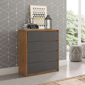 Cômoda com 4 Gavetas Átria Amêndola Touch Grafito Demóbile