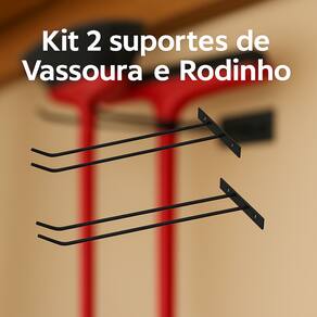 Suporte duplo de Vassoura | Rodinho de parede de ferro