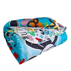 Edredom Infantil Mickey Azul Microfibra Estampado Dupla Face Solteiro Lepper