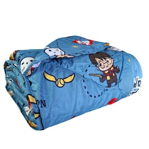 Edredom Infantil Harry Potter Azul Microfibra Estampado Dupla Face Solteiro Lepper