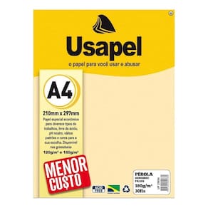 Papel A4 Pérola Perolado Palha 180g/m² 30 Folhas Usapel | Perolado | Convites | Cartões | Artesanato
