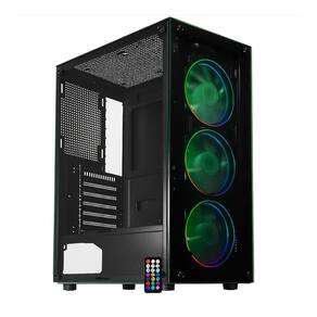 Gabinete Gamer K-Mex GC-60C5 - Vidro Temperado - ATX - 3 Coolers ARGB Inclusos Controladora - Preto