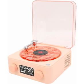 Caixa De Som Vitrola Toca Disco Vinil Bluetooth Cartao Tf Usb Recarregavel Musica Led