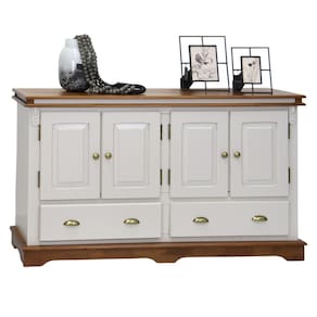 Balcão Buffet 4 Portas 2 Gavetas Manchester 2042 Linz Móveis - Off White/Imbuia Glazer