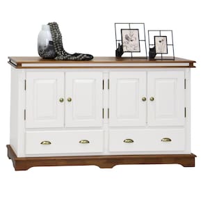 Balcão Buffet 4 Portas 2 Gavetas Manchester 2042 Linz Móveis - Branco/Imbuia Glazer