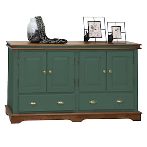 Balcão Buffet 4 Portas 2 Gavetas Manchester 2042 Linz Móveis - Verde/Imbuia Glazer