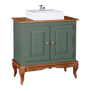 Gabinete para Banheiro com Cuba Dália 3050 - Verde Musgo/Imbuia Glazer