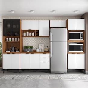 Cozinha Compacta Firenze FI0001 Amêndola Touch Branco Demóbile