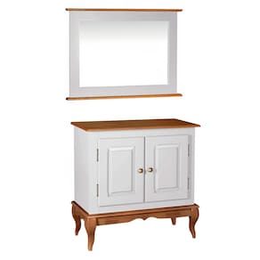 Gabinete para Banheiro com Espelheira Dália 3050 - Off White/Imbuia Glazer