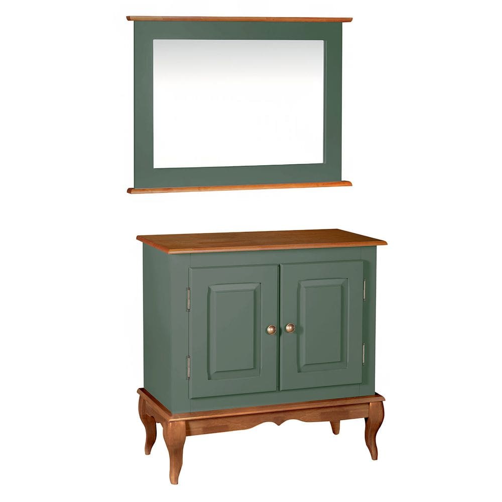 Gabinete para Banheiro com Espelheira Dália 3050 - Verde Musgo/Imbuia Glazer