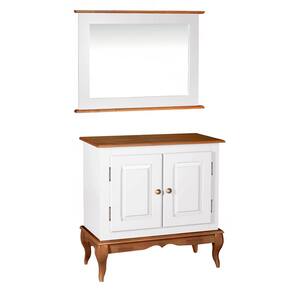 Gabinete para Banheiro com Espelheira Dália 3050 - Branco/Imbuia Glazer