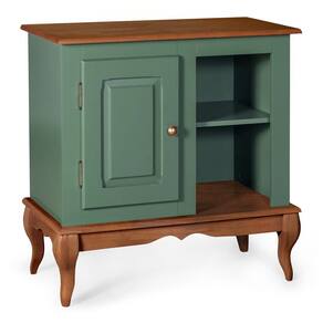 Gabinete para Banheiro 1 Porta 2 Nichos e Pés Luiz XV Dália 3051 - Verde Musgo/Imbuia Glazer