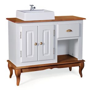 Gabinete para Banheiro 2 Portas com Cuba Dália 3058 - Off White/Imbuia Glazer