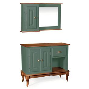 Gabinete para Banheiro 2 Portas com Espelheira Dália 3058 - Verde Musgo/Imbuia Glazer