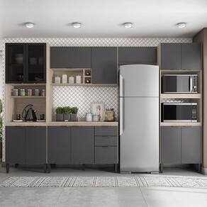 Cozinha Compacta Firenze FI0001 Avena Touch Grafito Demóbile