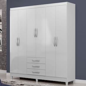 Guarda-Roupa Casal Noemi 6 Portas 3 Gavetas Branco - Pnr Móveis