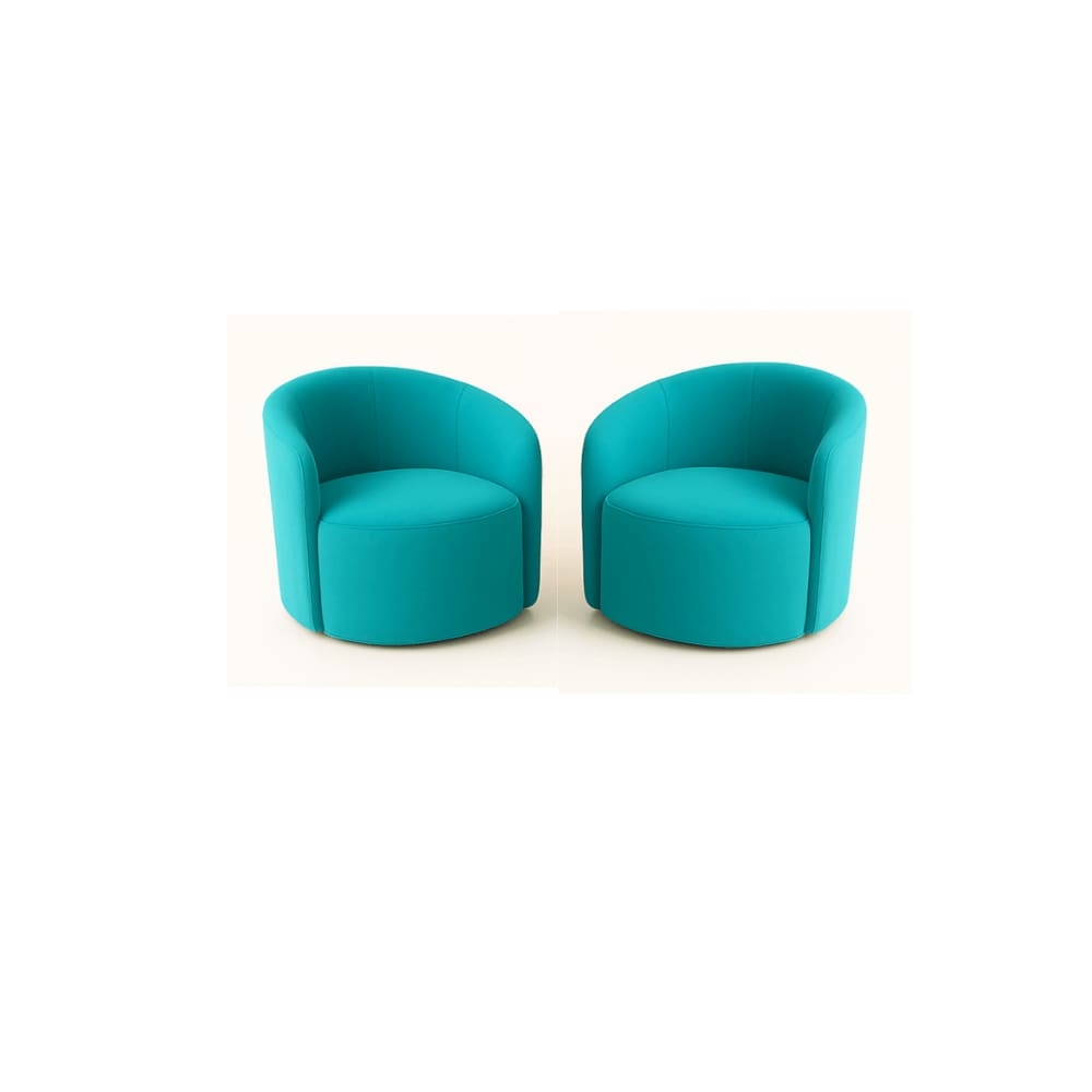 Kit 02 Poltronas Curva Orgânica Nature Gaia Suede Azul Turquesa - Montanaris Decor