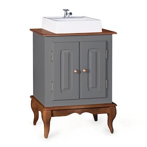 Gabinete para Banheiro 2 Portas com Cuba Dália 3057 - Cinza/Imbuia Glazer