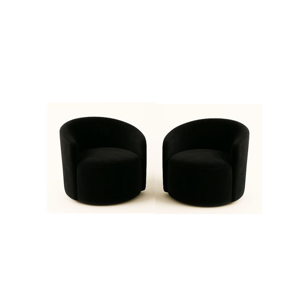 Kit 02 Poltronas Curva Orgânica Nature Gaia Suede Preto - Montanaris Decor