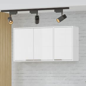 Armário Aéreo de Cozinha 120 Cm Estela 3 Portas Branco Neve - Pnr Móveis