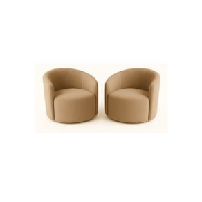 Kit 02 Poltronas Curva Orgânica Nature Gaia Suede Cappuccino - Montanaris Decor