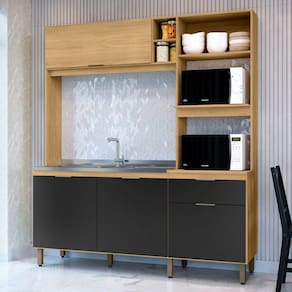 Cozinha Compacta Cloe 4 Portas 1 Gaveta Castanho/Nero - Pnr Móveis