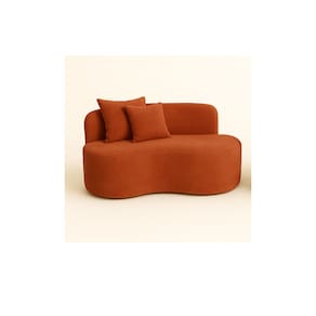 Sofá Decorativo Curvo Orgânico Nature Gaia Veludo Terracota - Montanaris Decor