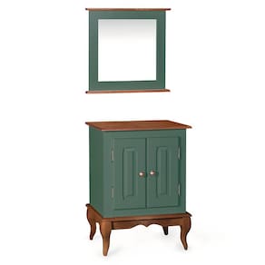 Gabinete para Banheiro 2 Portas com Espelheira Dália 3057- Verde Musgo/Imbuia Glazer